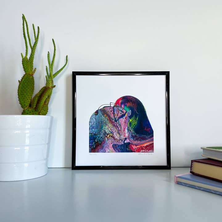 Clara de la Fuente Artist - Wholesale Art Print - Valentine's Colorful Romantic Abstract Kiss Luggage Print 9