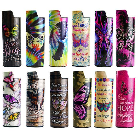 Smokezilla Butterfly Metal Lighter Case Assortment- 12/Pk for wholesale by Novelty Closeout