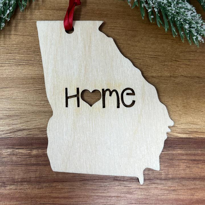 Georgia State Wood Christmas Ornament for wholesale by Joseph's Workshop
