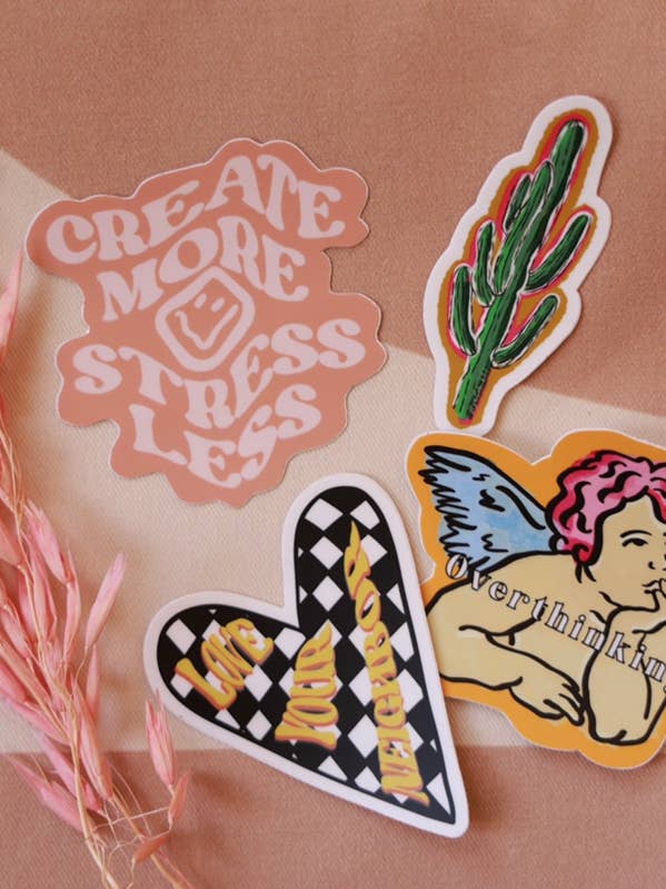 Create More Stress Less Sticker for wholesale by The Carrshop