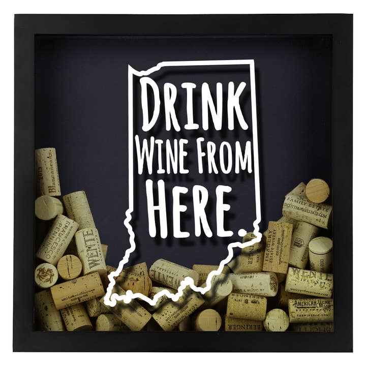 Torched Products - Wholesale Sign - Drink Wine From Here Beer Cap Shadow Box - Black10