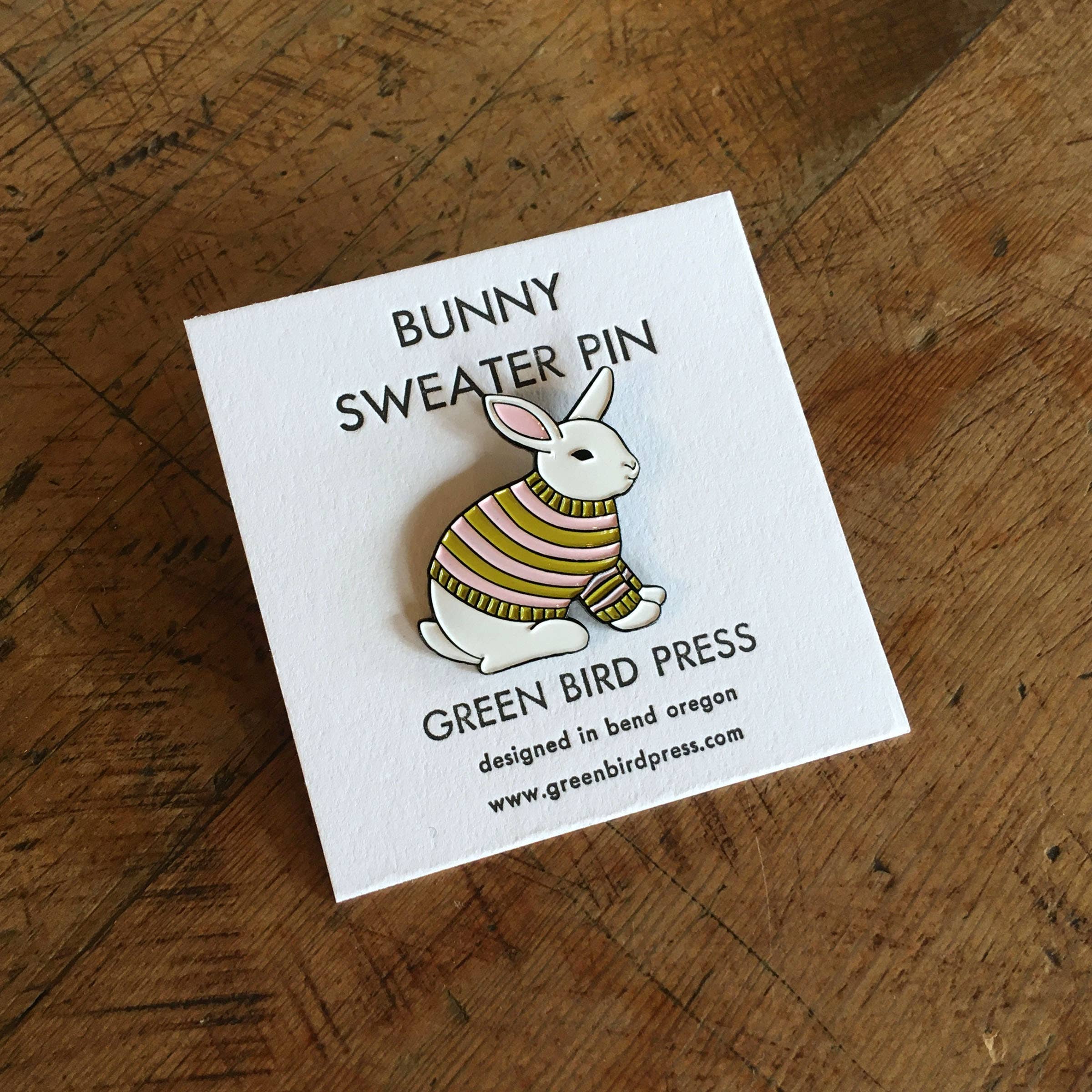 Green Bird Press - Wholesale Lapel Pin/Button - Bunny Sweater Enamel Pin1