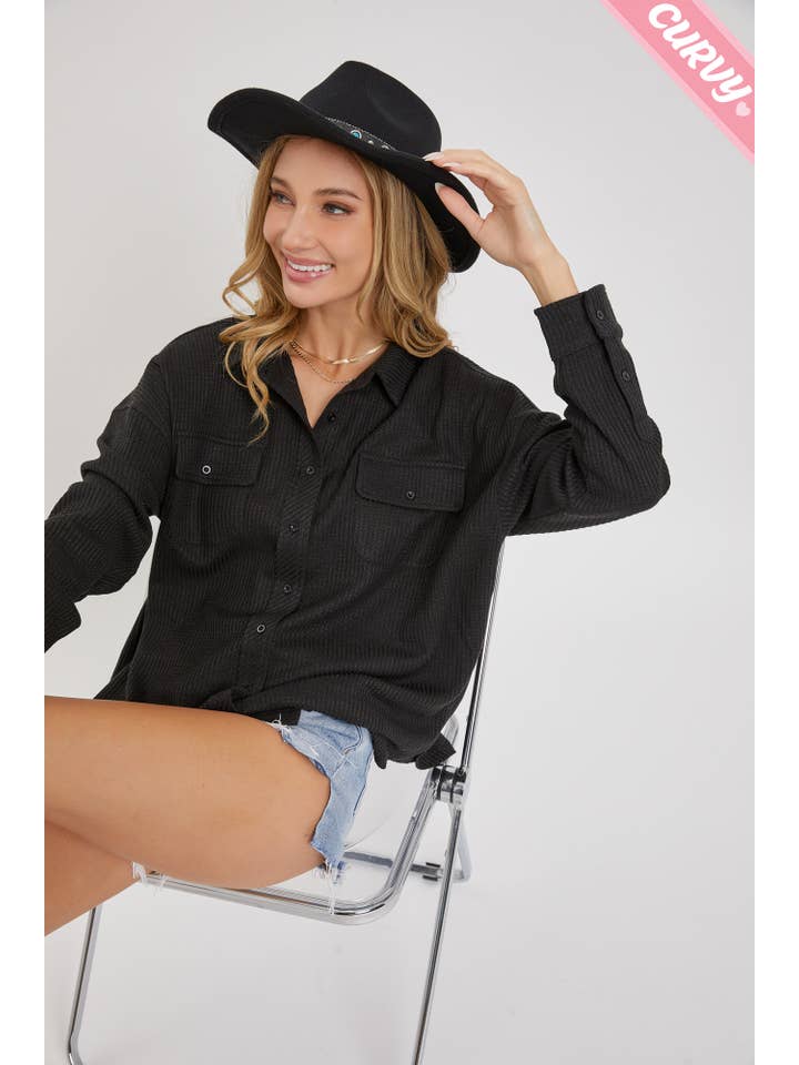 Sweet Lovely by Jen - Wholesale Button Down Shirt - Women's - PLUS SIZE BUTTON DOWN OVERSIZED SHIRTS33