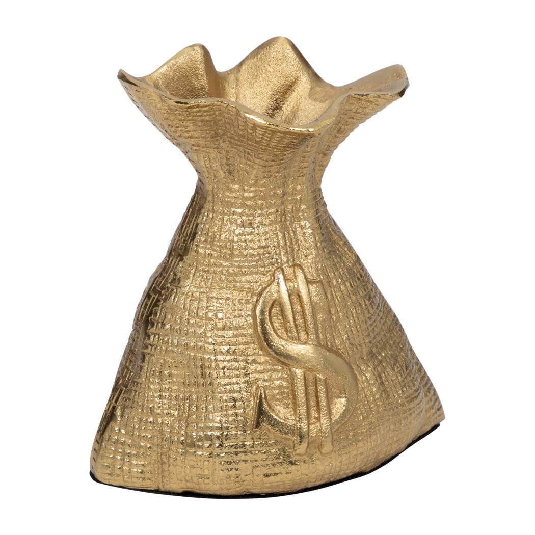 Sagebrook Home - Wholesale Decorative Figurine - Figurine - Gold Metal Modern Textured Money Bag, 7 in.6