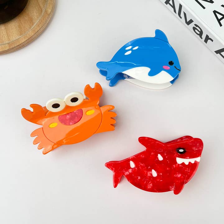 Cartoon haarclip voor krabben, acetaat Marine Life haarklauw voor wholesale door TheDivaSoap