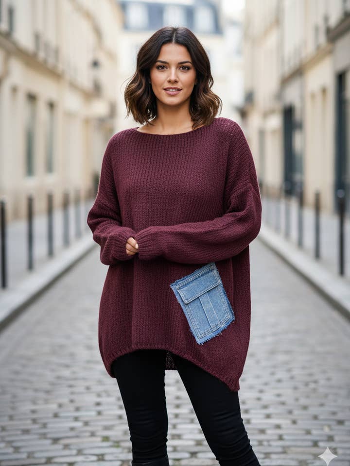 Løs trøje med lomme i denim for engroshandel hos VICTORIA&ISAAC