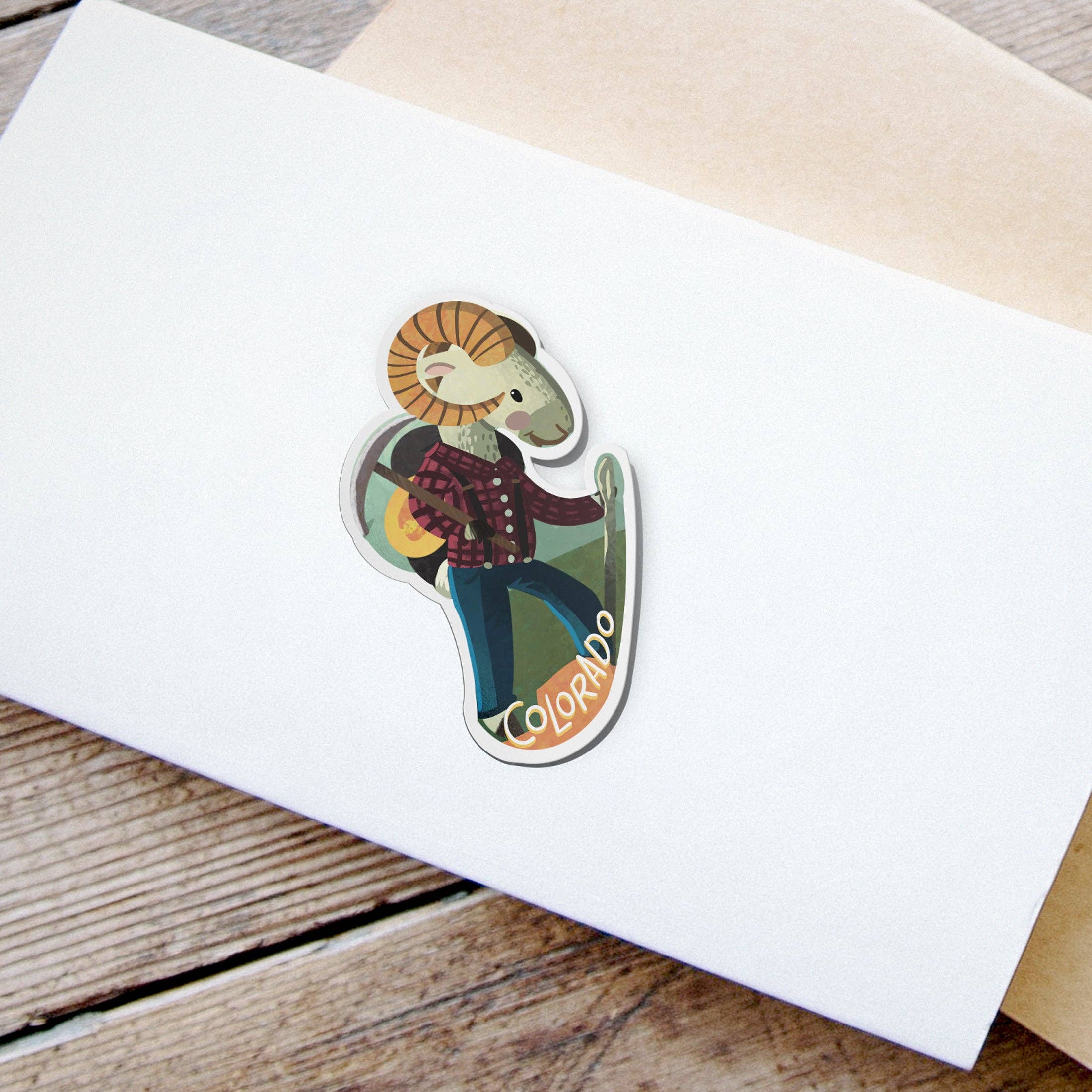 Megan Stringfellow - Vente Autocollant - Colorado Pikes Peak Big Horn Sheep || Vidéo imperméable, brillante, découpée à la forme, décalcomanie2