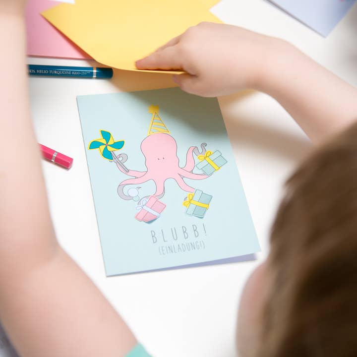 My Pretty Circus - Wholesale Birthday Card - Invitation card set for children's birthday party animal octopus7