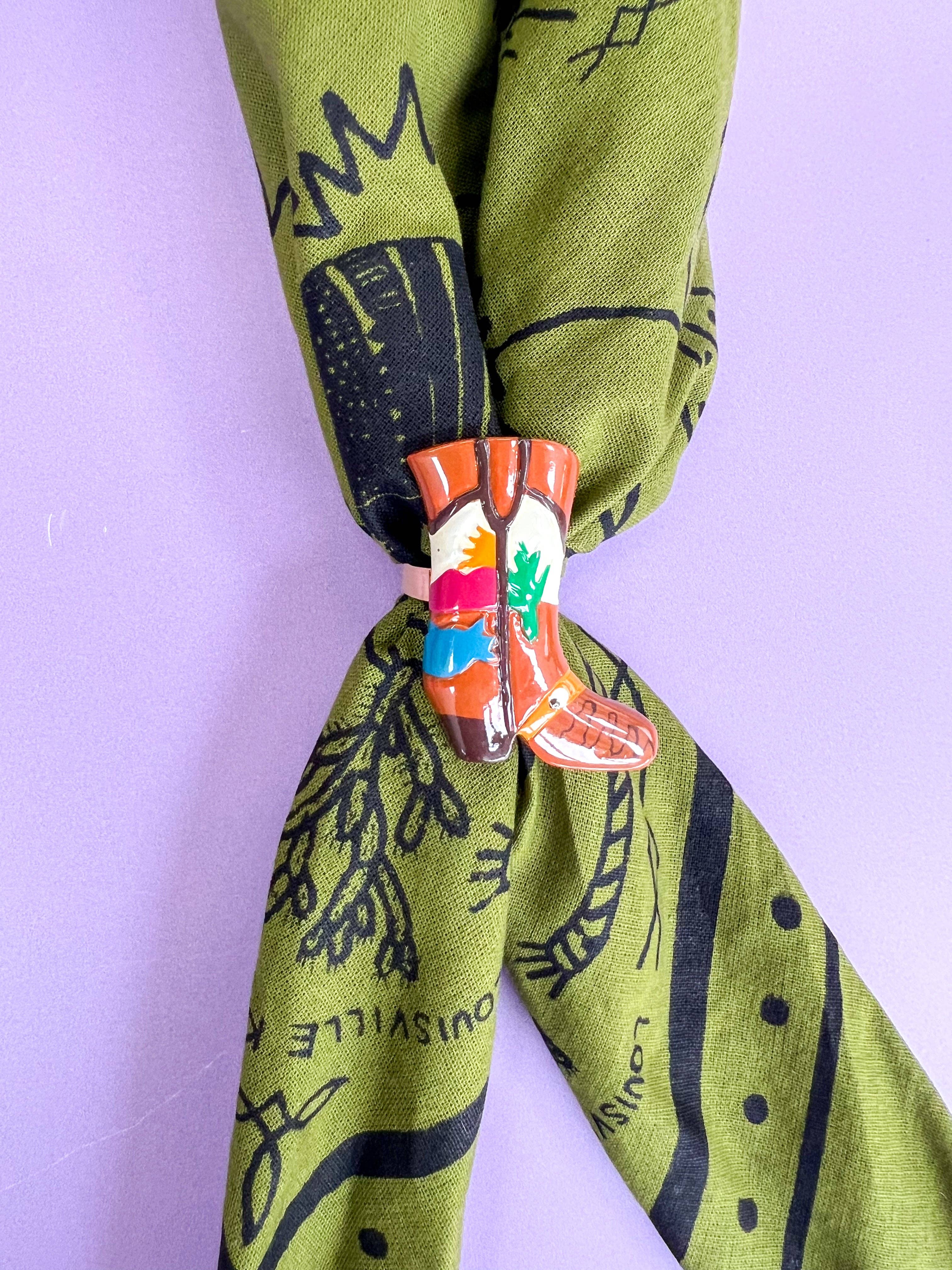 Velvet Outlaw - Wholesale Scarf Clip - Women's - Colorful Cowboy Boot Bandana Slide - Multiple Colors4