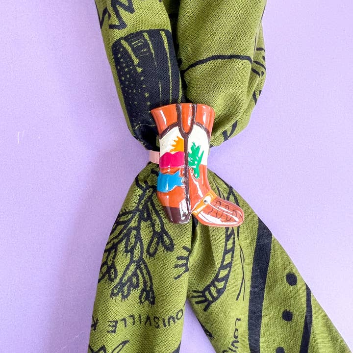 Velvet Outlaw - Wholesale Scarf Clip - Women's - Colorful Cowboy Boot Bandana Slide - Multiple Colors4