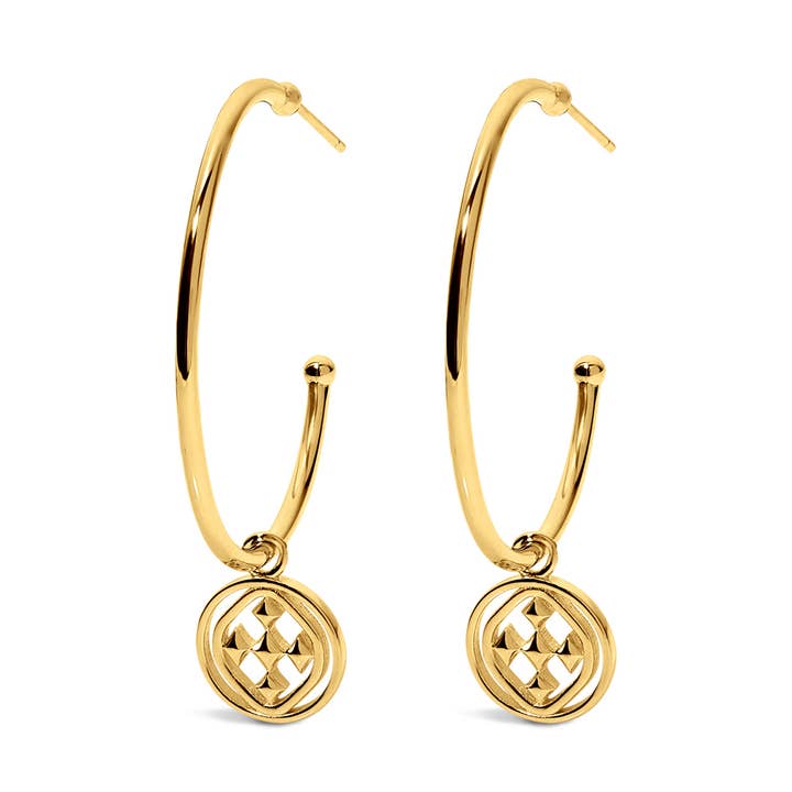 medallion large hoop earrings for wholesale by Gracewear Collection