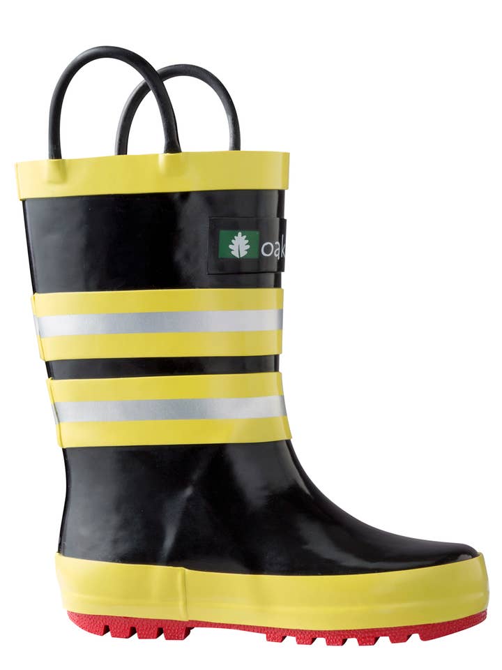 Oaki - Vente Bottes de pluie – enfant - Bottes à poignée en boucle, sauvetage pompier