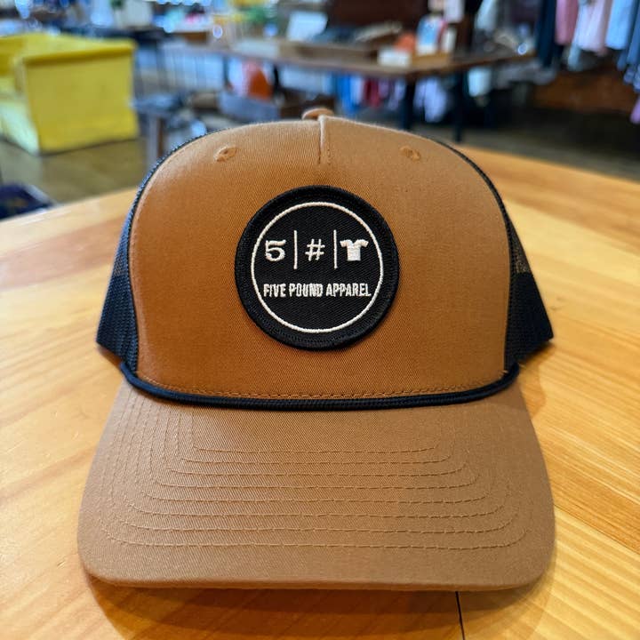 Best Trucker Hat Ever - Camel / Black for wholesale by 5 Pound Apparel