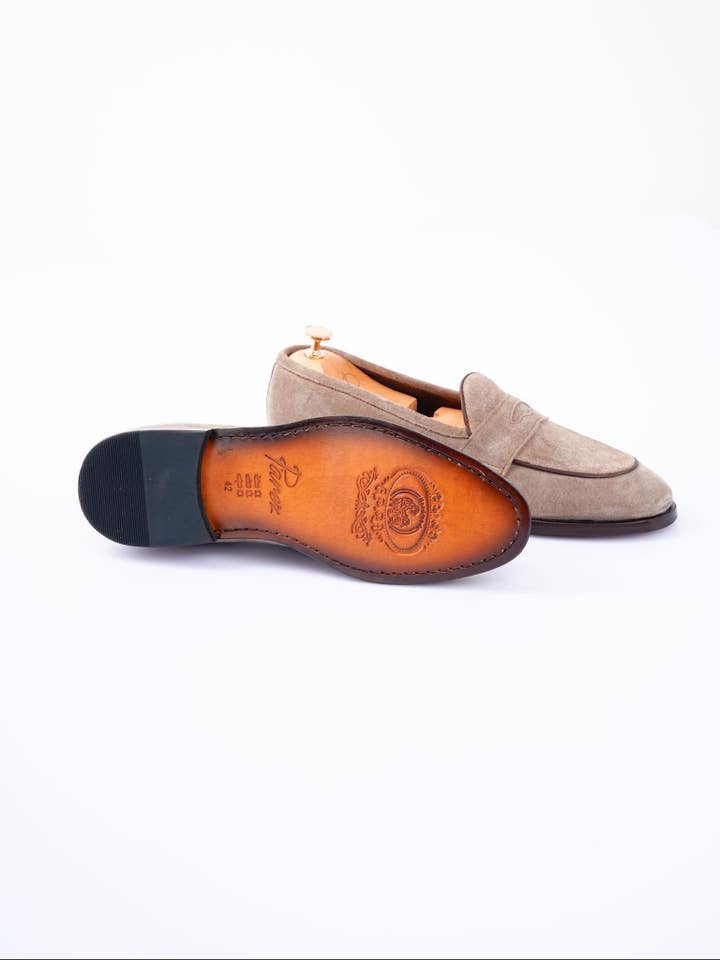 parez suits - Wholesale Loafers - Men's - Men's Handmade Beige Suede Loafers for Formal Events2