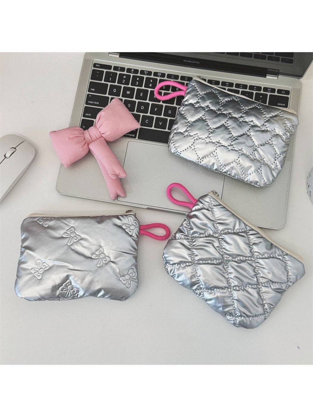 Funkyrel® Atzbranding Limited – wholesale Myntväska - Dam – Cosbai - Silver & Pink Myntbörs med Hjärtmönster9