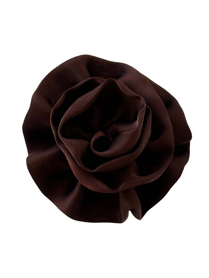 Brown flower scrunchie for wholesale by SYLKI
