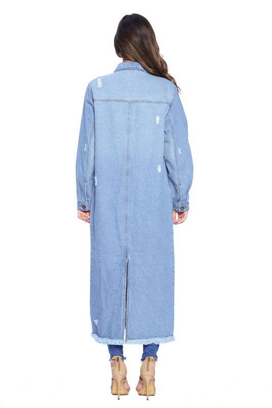 patrol jeans – wholesale Denim jacket – Women's – LDJ-4025-Ladies Long Denim Jacket9