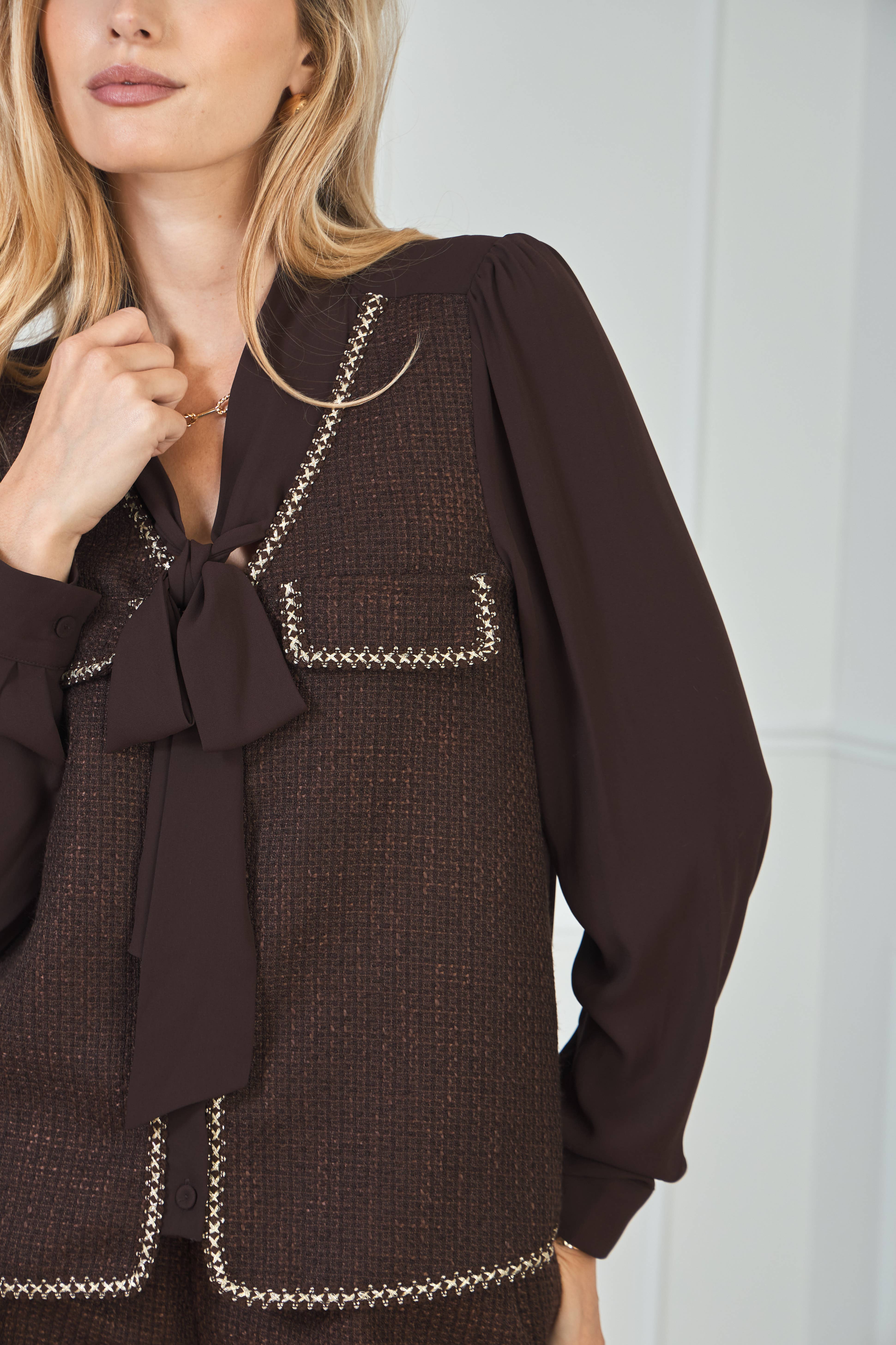 LULUMARY - Venta al por mayor Camisa con botones - Mujer - Camisa de tweed CH3827