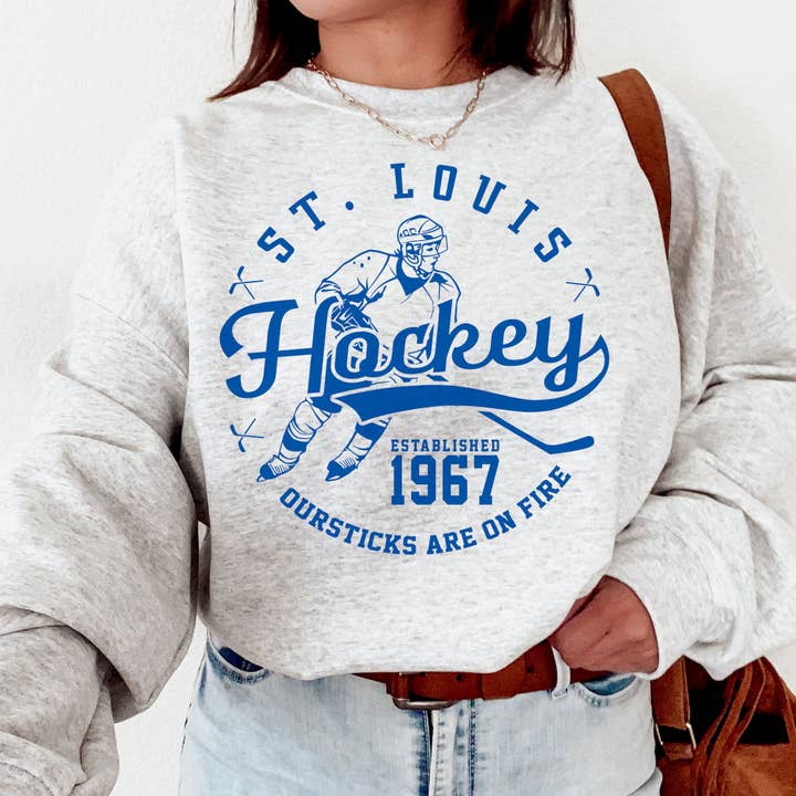 Retro St. Louis Blues Ice Hockey Sweatshirt, EST 1967 for wholesale by TheKingShirt