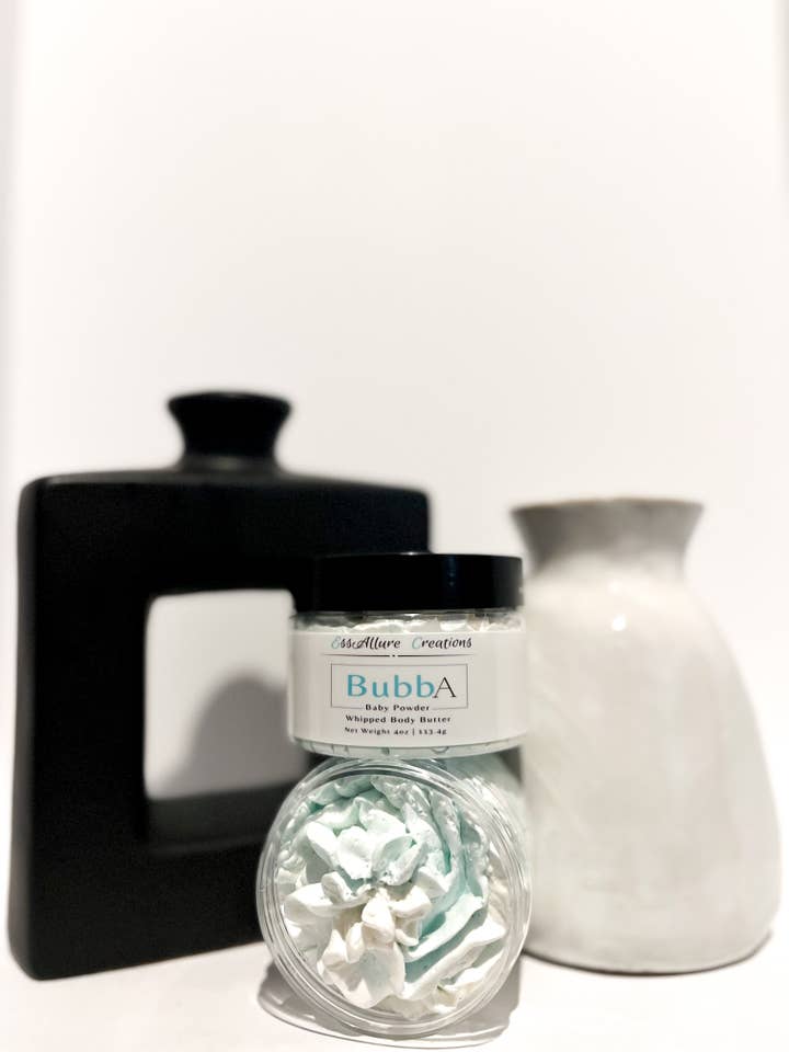 BubbA (baby powder scented) WHIPPED BODY BUTTER for wholesale by Essallure Creations
