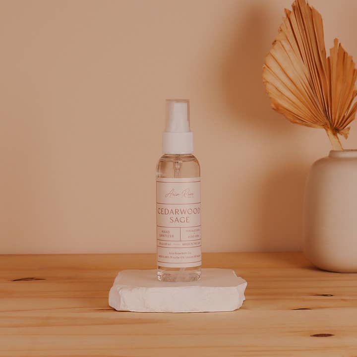 Cedarwood Sage Hand Sanitizer for wholesale by Aria Rose Bath Co