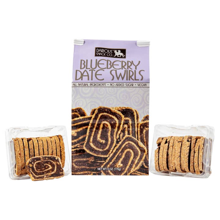 Vegan Blauwe Bessen Dadelswirls 170g - DOOS VAN 6 voor wholesale door Darious Snack Co