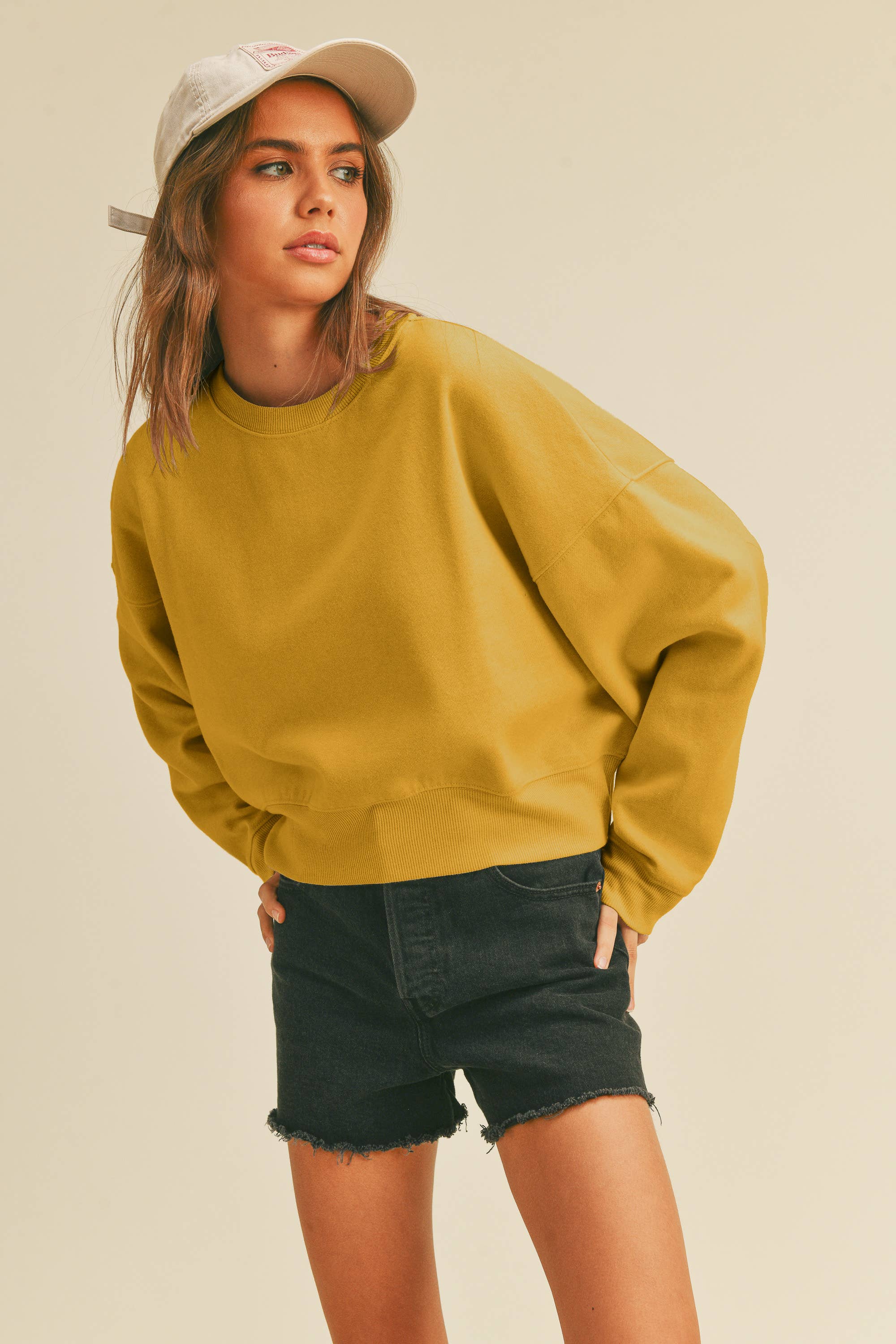 Honestee - Wholesale Sweatshirt - Women's - Blank Short Cropped Long Sleeve Sweatshirt7