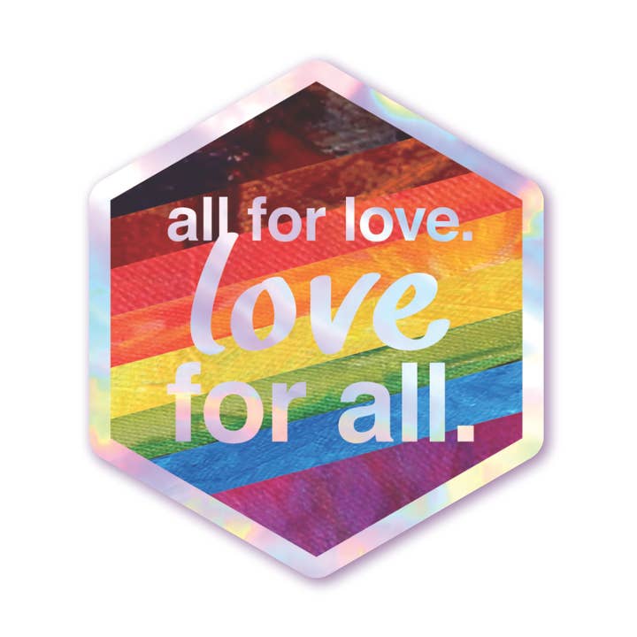 Love For All (8 colors) - Holographic Hexagon Sticker for wholesale by Schlady