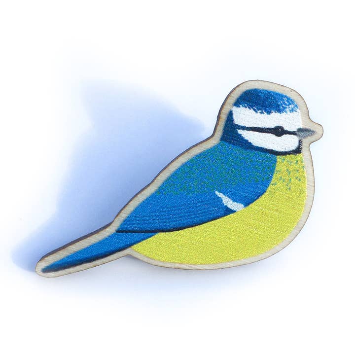 Tom Hardwick - Wholesale Reversspeld/knoop - Blauwe mees houten vogelspeld - verantwoord geproduceerd berkenmultiplex