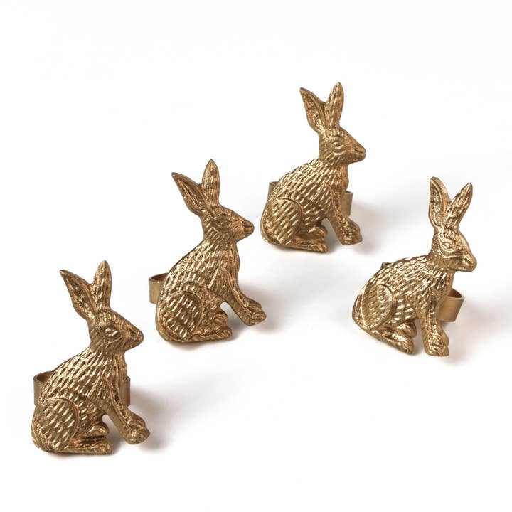 Gilt Metal Bunny Napkin Rings, Set of 2 for wholesale by Madcap Cottage