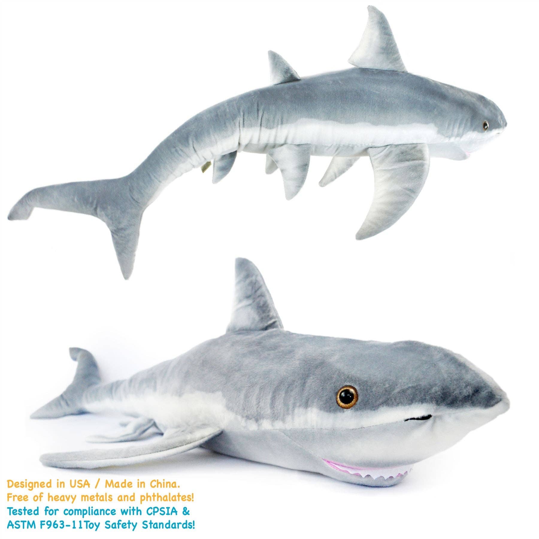 VIAHART Toy Co. - Wholesale Stuffed/Plush Toy - Kids & Baby - Kiki The Great White Shark | 52 Inch Stuffed Animal Plush3