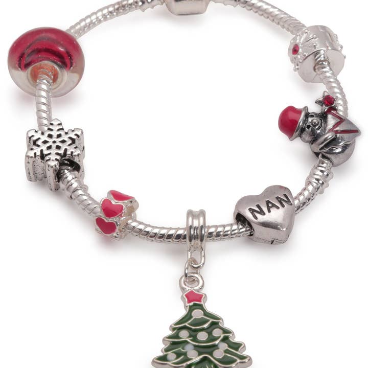 Pulseira com pingente banhada a prata 'Nan Christmas Dream' para adultos por atacado de Liberty Charms