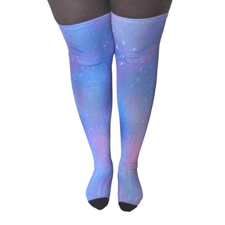 Pastel Galaxy Thigh High Compression Socks for wholesale by Bibipins