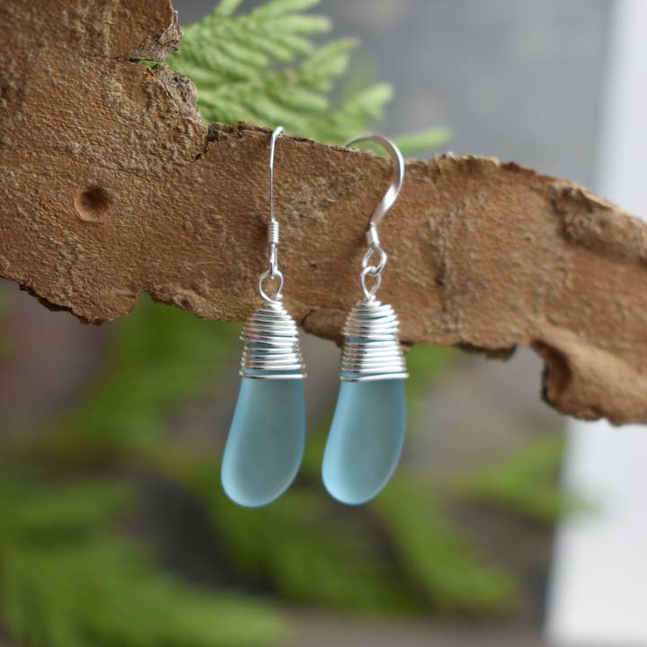 Solo drop wire wrapped earrings for wholesale by Whitelotus Design