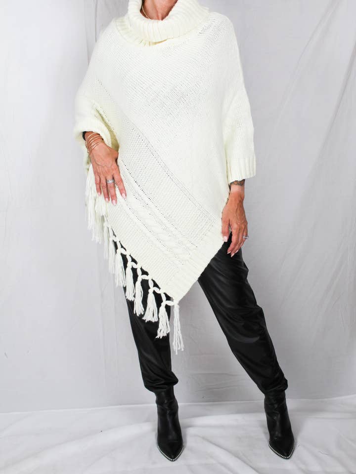 FS50003-C - Creme - Poncho A1080 for wholesale by K & C Clothing, Inc.