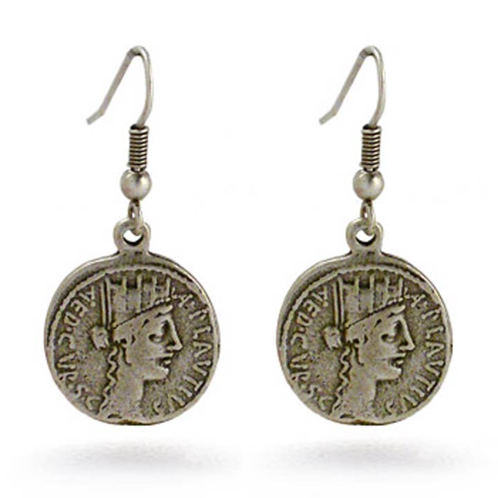 Roman Tyche Coin Earrings for wholesale by Discoveries, Inc.