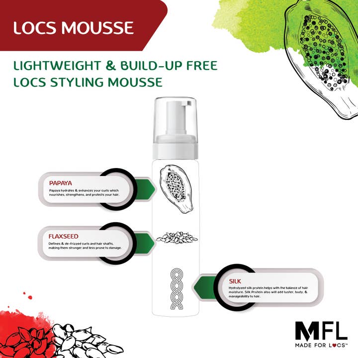Made For Locs - Wholesale Hair Styling Gel/Mousse - Locs Styling Flaxseed Mousse | 7 oz