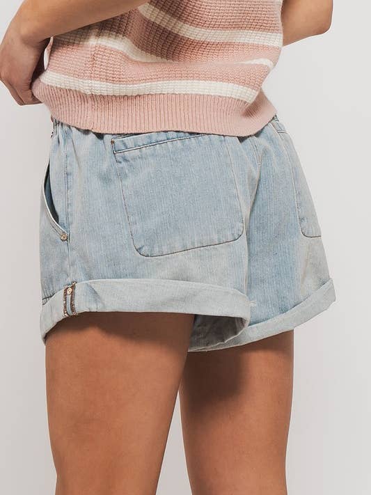 Urban Daizy - Wholesale Shorts - Women's - Spring Elastic Waist Cuffed Print Shorts23