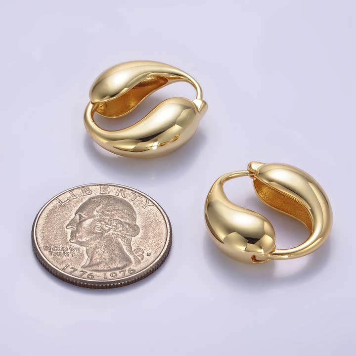 Aim Eternal - Wholesale Hoop Earrings - 24k Gold Filled Minimalist Molten Hoop Earrings | Q-104