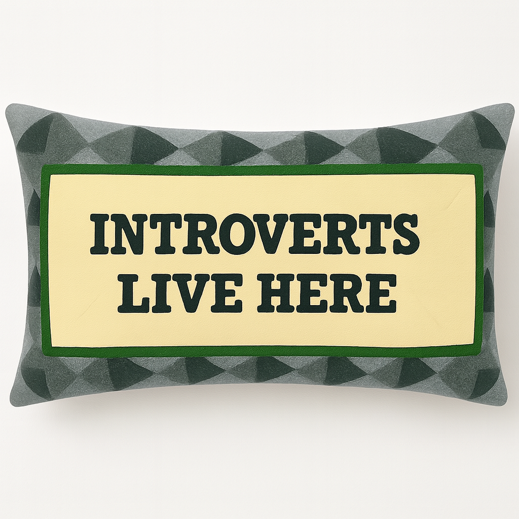 The Pillow Drop – wholesale Throw/decorative pillow – Introverts Live Here Needlepoint Cushion0