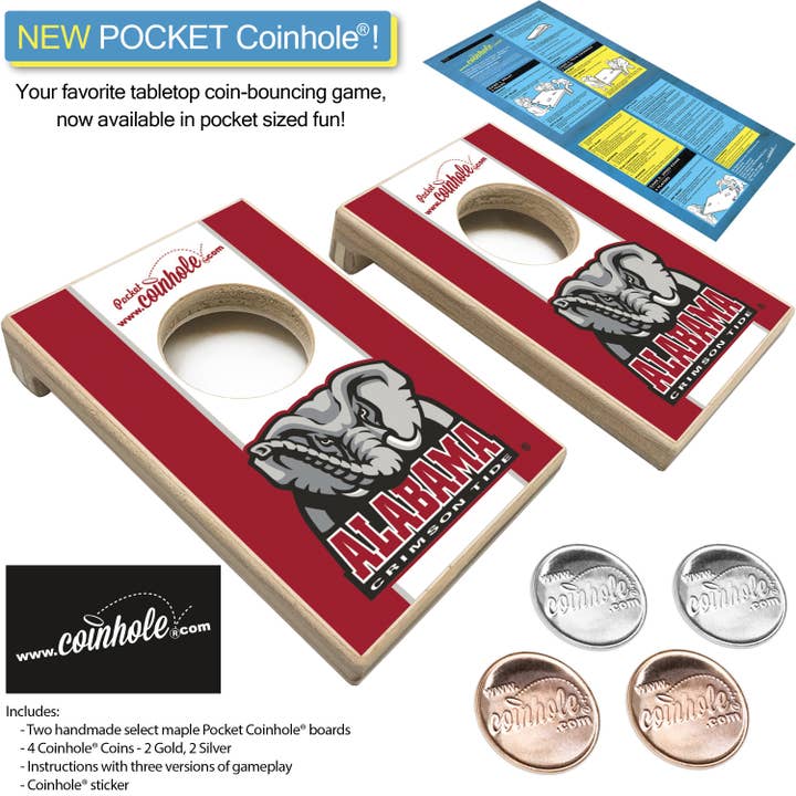 Coinhole - Wholesale Board Game - Alabama Crimson Tide Mascot POCKET Coinhole®3