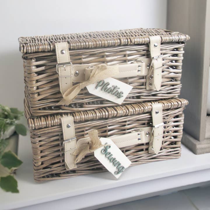Storage Hamper with Personalised Wooden Tag - Gift Box and other Purchase Wholesale hamper basket. Free Returns & Net 60 Terms on Faire trending on Faire.
