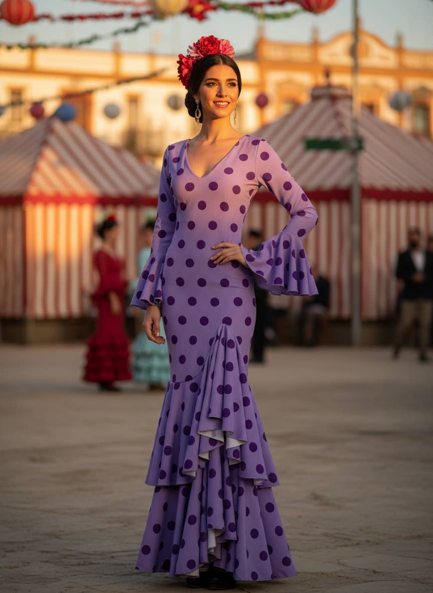 LILAC MAUVE FLAMENCO DRESS EMMA WU DESIGN X FLAMENCA M0491 for wholesale on Faire