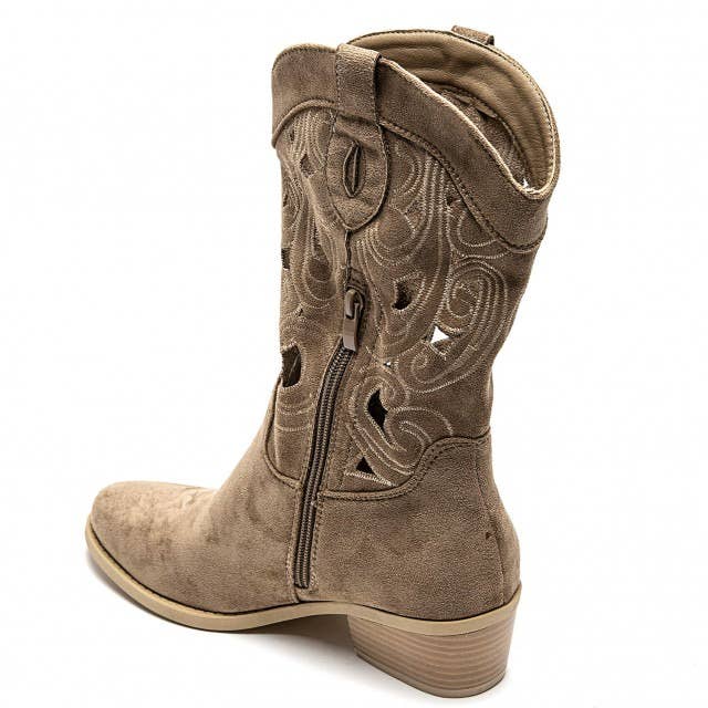 No Doubt Shoes - Wholesale Cowboy Boots - Women's - WOMENS CUT OUT DETAIL EMBROIDERED BLOCK HEEL COWBOY BOOTS16