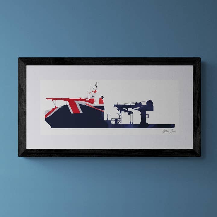 RFA Proteus Blue Ensign Print voor wholesale door Gillian Jones Designs