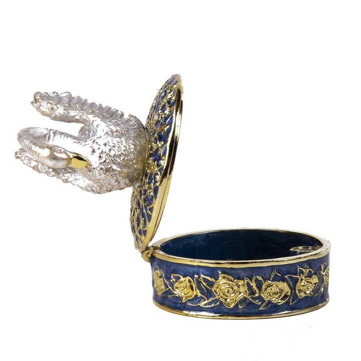 STP - Wholesale Jewelry Box/Organizer - Imperial Faberge Swan Egg / Jewelry Box in Blue