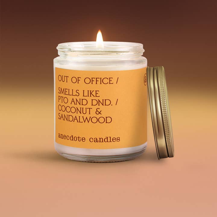 Out of Office (Coconut & Sandalwood) Glass Jar Candle for wholesale by Anecdote Candles