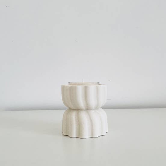 Hand-cast spiral tealight holder - jesmonite for wholesale by Sweet-Deco Creative