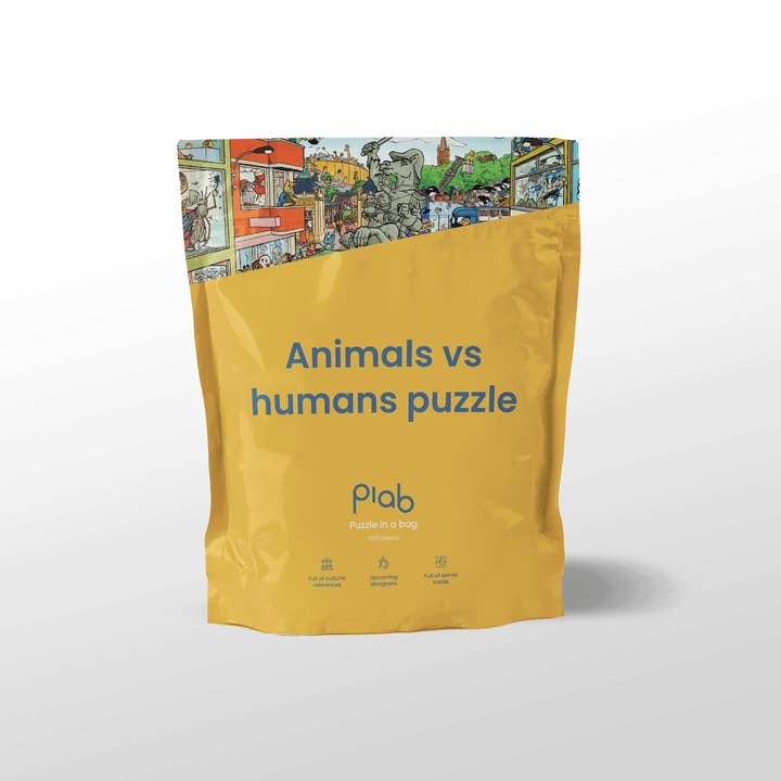 Puzzle in a Bag - Wholesale Puzzle - Adult - Animals vs Humans Puzzle - 1000 Pieces - Language: English1