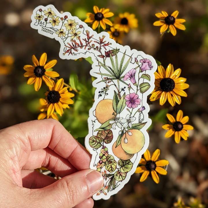 Florida Watercolor Botanicals vinyl sticker for wholesale by Papermill Creative